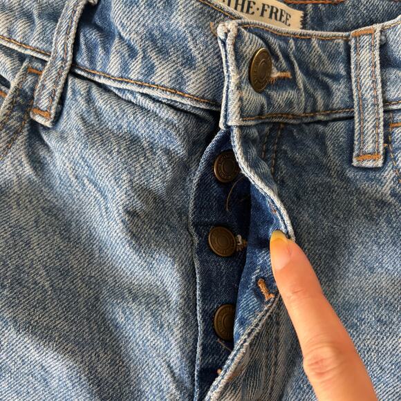 Free People Blue Good Luck Barrel Jean Like New - Picture 10 of 14